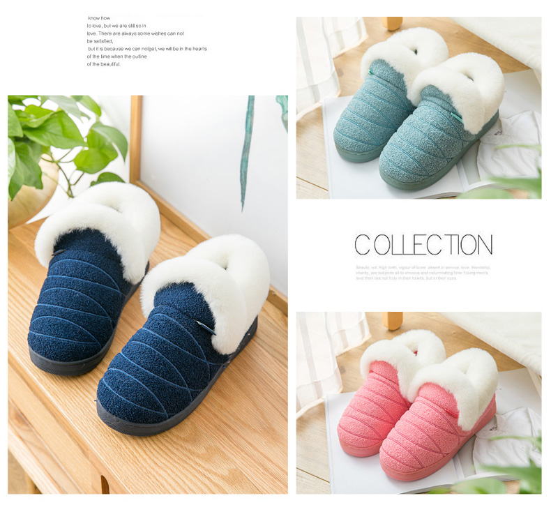 dép đi trong nhà mùa đông nhà cotton nam với nhà nhà ấm sang trọng vỏ dày trọn gói với giày độn bông cộng với nhung nữ mùa đông - Trang chủ dép đi nhà tắm