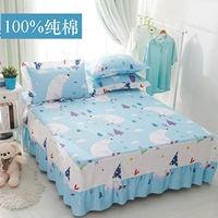 Phim hoạt hình 100% cotton giường loại cotton đơn mảnh trải giường bọc góc giường đặt tấm chống trượt 1,5 / 1,8 / 2 mét giường váy