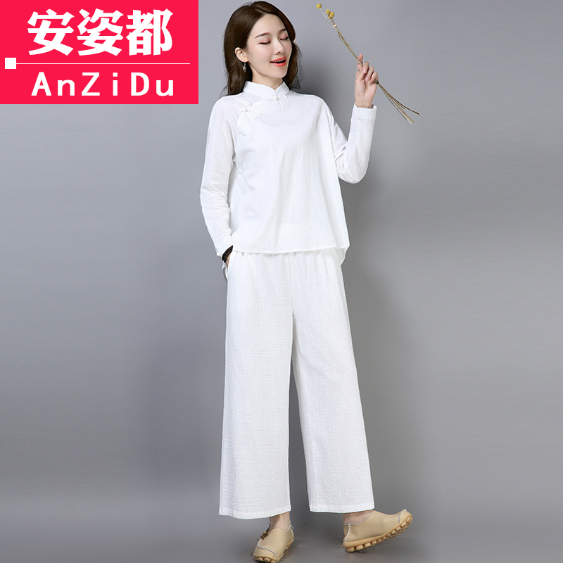 Gu shi quần áo nữ Phật bông nàng thơ thiền quần áo Han quần áo theo phong cách Trung Quốc mặc quần áo trà Tang phù hợp với retro phụ nữ Trung Quốc