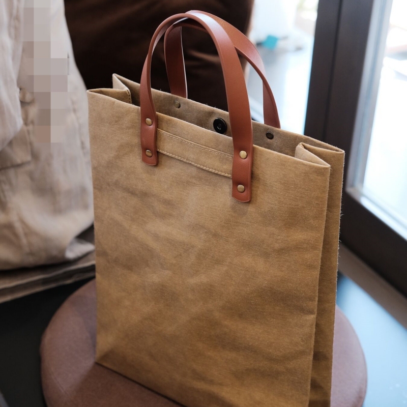 Artistic, Simple, Waterproof, Niche, Japanese-Style, Versatile Document Bag, Washable Kraft Paper Women's Bag, Handbag, Tote Bag