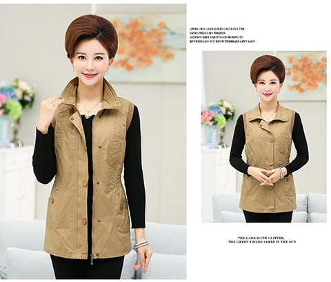 Áo bà mẹ trung niên chất liệu áo khoác cotton mùa xuân và mùa thu ngắn - Áo vest áo khoác nữ kaki