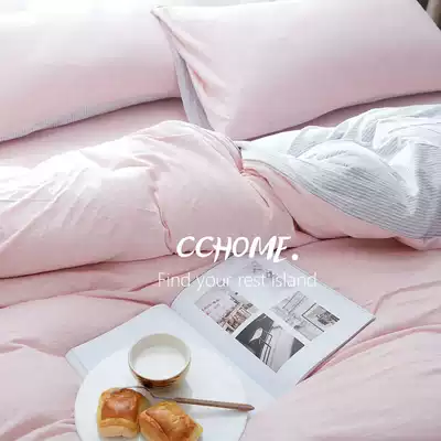 Tianzhu cotton four-piece cotton knitted bedding simple cotton striped quilt cover sheets 4-piece bed hats