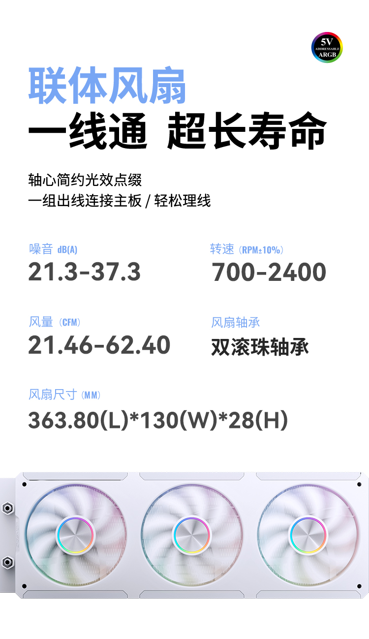 JONSBO乔思伯TF3-360SC屏显一体式水冷ARGB风扇电脑360水冷散热器插图8
