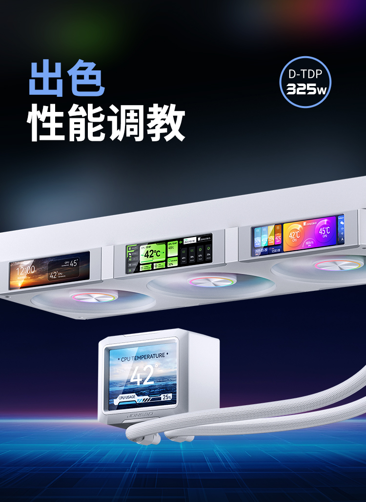 JONSBO乔思伯TF3-360SC屏显一体式水冷ARGB风扇电脑360水冷散热器插图9
