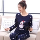 Đồ ngủ kích thước cực lớn cho nữ béo MM200 kg mùa xuân và mùa thu đông cộng với phân bón cộng với bông lớn phục vụ nhà đồ bộ mặc nhà bằng vải thun