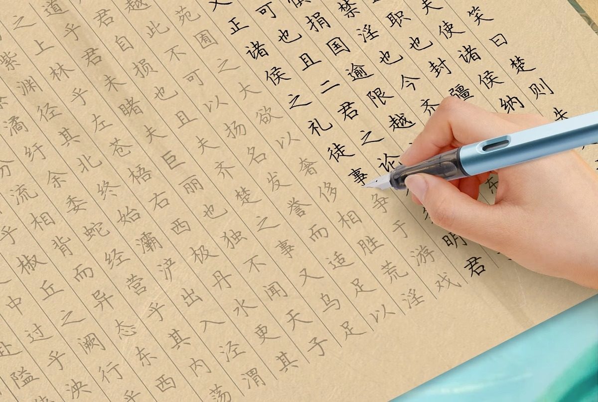 Six Halls Long Scroll Calligraphy Practice Set 5 Sheets [Includes Pen, Adult Regular Script Copying, Hard Pen Practice Scroll Calligraphy, Smooth Writing, Suitable for Personal Use or as a Gift]