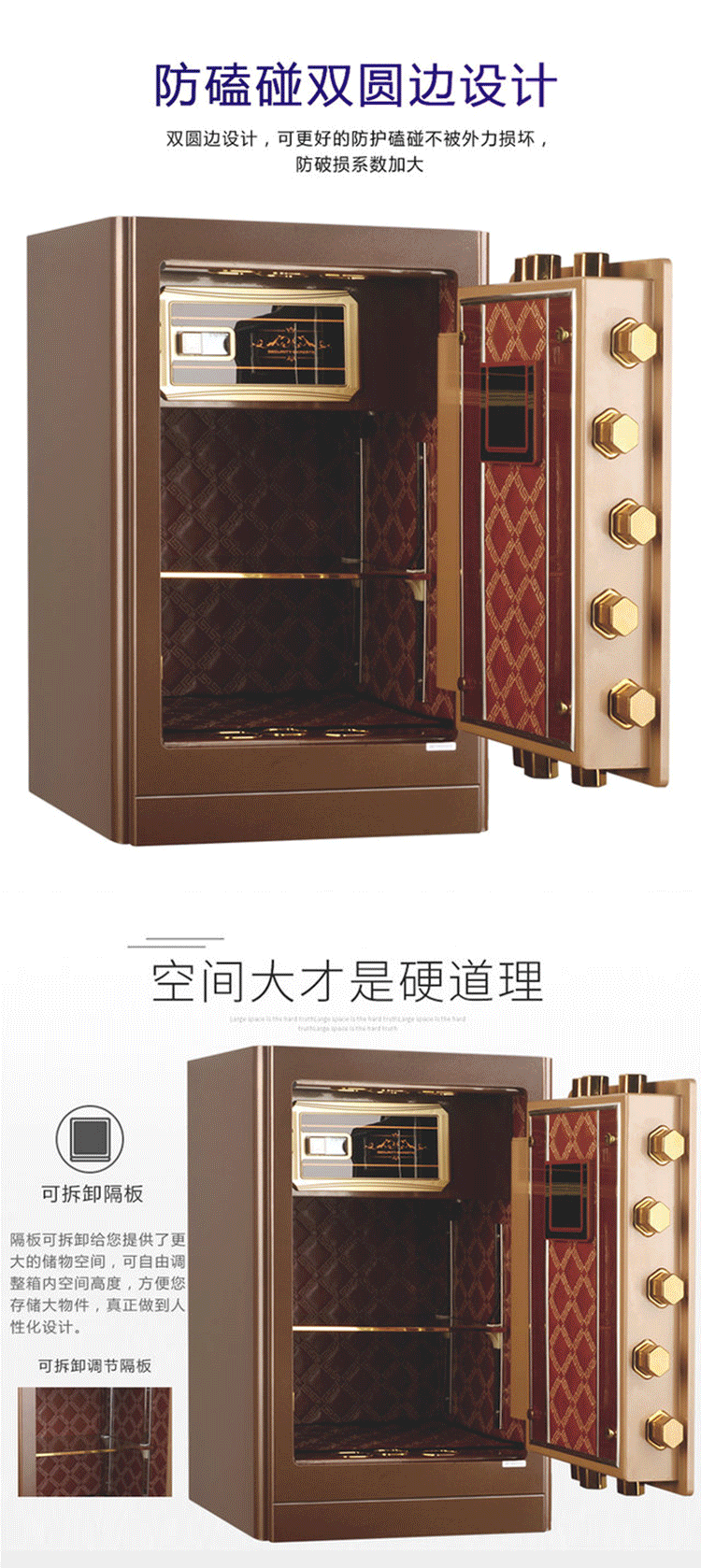 Golden Shield 3c được chứng nhận hộp an toàn vân tay 60 70 80cm văn phòng cao cấp tất cả bảo hiểm thép hộp hộ gia đình bàn cạnh giường ngủ - Két an toàn két bạc mini	