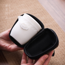 Sheep fat jade porcelain quick cup White porcelain one pot two cups 2 people portable travel set Ceramic Chinese Kung Fu tea set