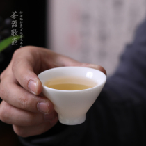 Lard white hat cup Single cup white porcelain hat tea cup Chinese retro Kung Fu tea household small teacup