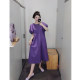 yjiid homemade 24 summer new product whitening violet three-dimensional cutting flower sleeves mid-length dress for women