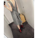 yjiid homemade 24 spring new arrival temperament grey front and back 2-wear asymmetric pleated sleeveless dress