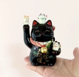 Подлинный японский фармацевт печь для стимулирования черно-желтого богатства желтая кошка черная кошка керамическое украшение подарки