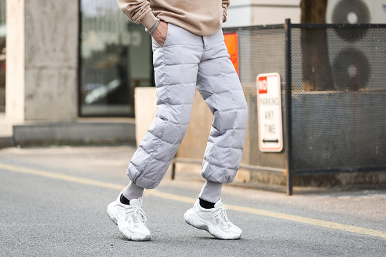 Winter lantern white duck down down pants men's outer wear youth new high waist thickened slim British warm cotton pants trend