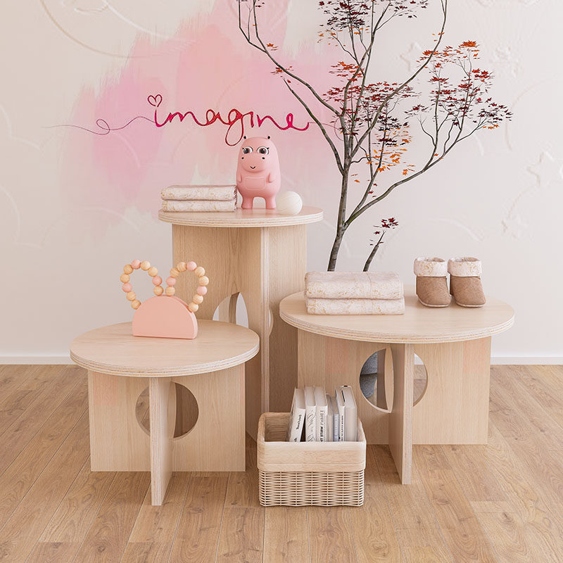 Clothing store running water Taichung Island shelf high and low display table Solid wood display props Middle display table placement table