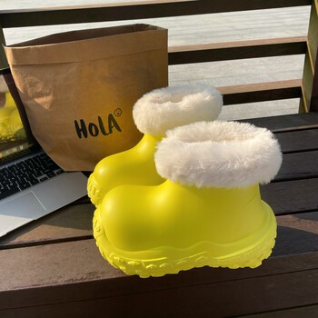 Thick-Soled Height-Increasing Cotton Shoes, New Winter Fleece-Lined Warm Snow Boots, Outdoor Women's Shoes, Non-Slip Slip-On Loafers for Women