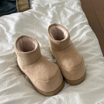 Cotton Boots 2025 Winter New Style Big-Toe Cute and Quirky Height-Increasing Loafers for Women, Thick-Soled Non-Slip Short Boots with Fleece Lining, Snow Boots