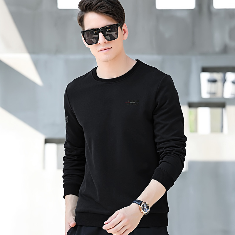 Fall male long-sleeved T-shirt large size for middle-aged men's spring and autumn clothing for men's round collar sports jacket clothes men's autumn clothes