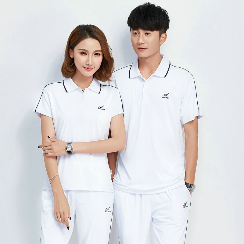 Short-Sleeved T-Shirt Men's White Sportswear Suit Women's Summer New Style Jiamusi Aerobics Group School Uniform Performance Outfit