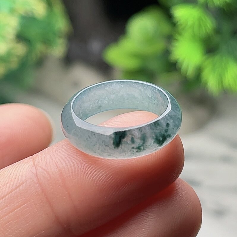 No. 10 jade plain ring jade ring ice floating flower A goods jade ring men and women wide edge tail ring hand jewelry ring fidelity