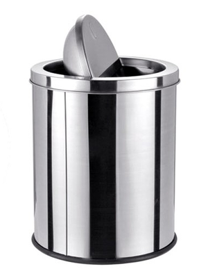 Stainless steel flip trash can push-type trash can hotel guest room bucket kitchen powder room living room