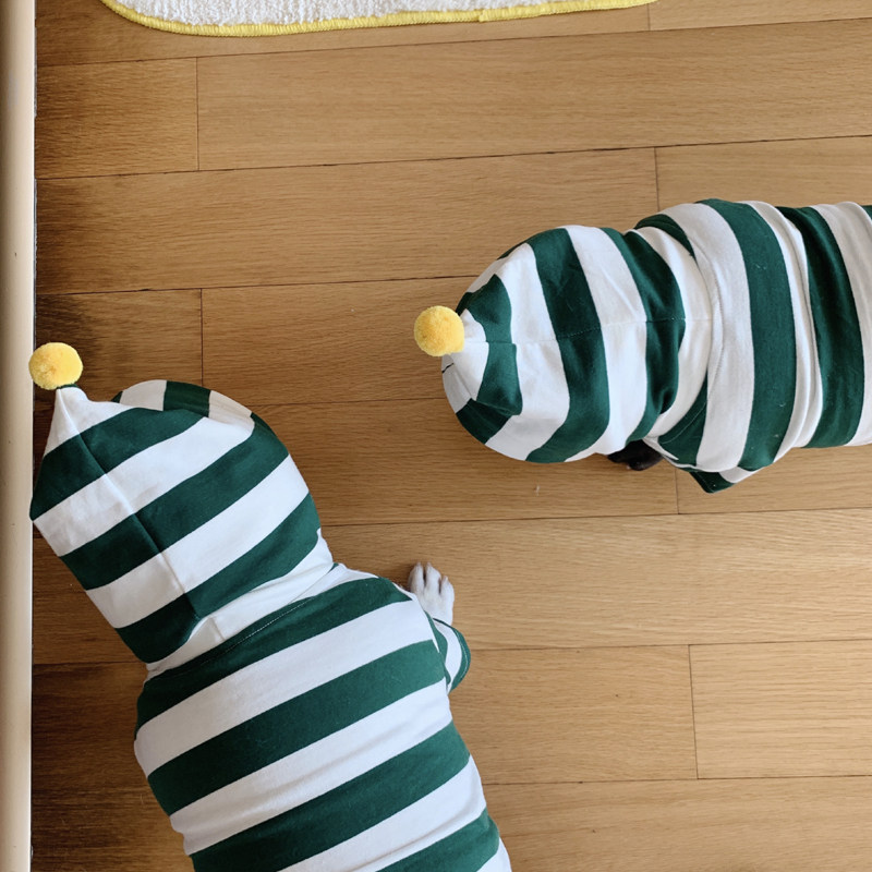 Original design pooch Pet Faro Clothes Baggies Fat Dog Winter Style Green Striped Hooded Jersey Ball Spot