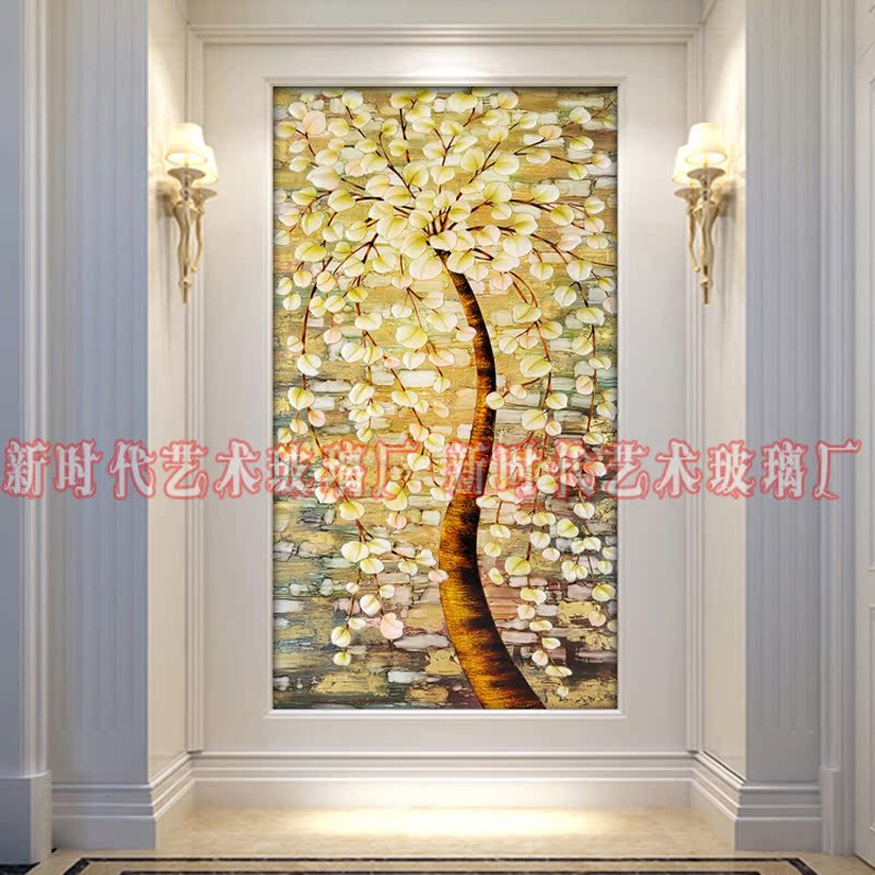 Nordic Art Glass Genguan Background Wall Painted Steel Chemical Process Living Room Frosted Euphrates Screen Partition Hair Chaise Tree