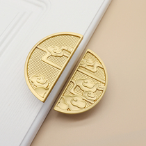 New Chinese style cabinet door handle brass modern minimalist wardrobe cabinet high-end light luxury drawer European style pure copper door handle