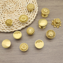 Brass handle cabinet door wardrobe modern minimalist French drawer cabinet cabinet Chinese European style gold pure copper handle