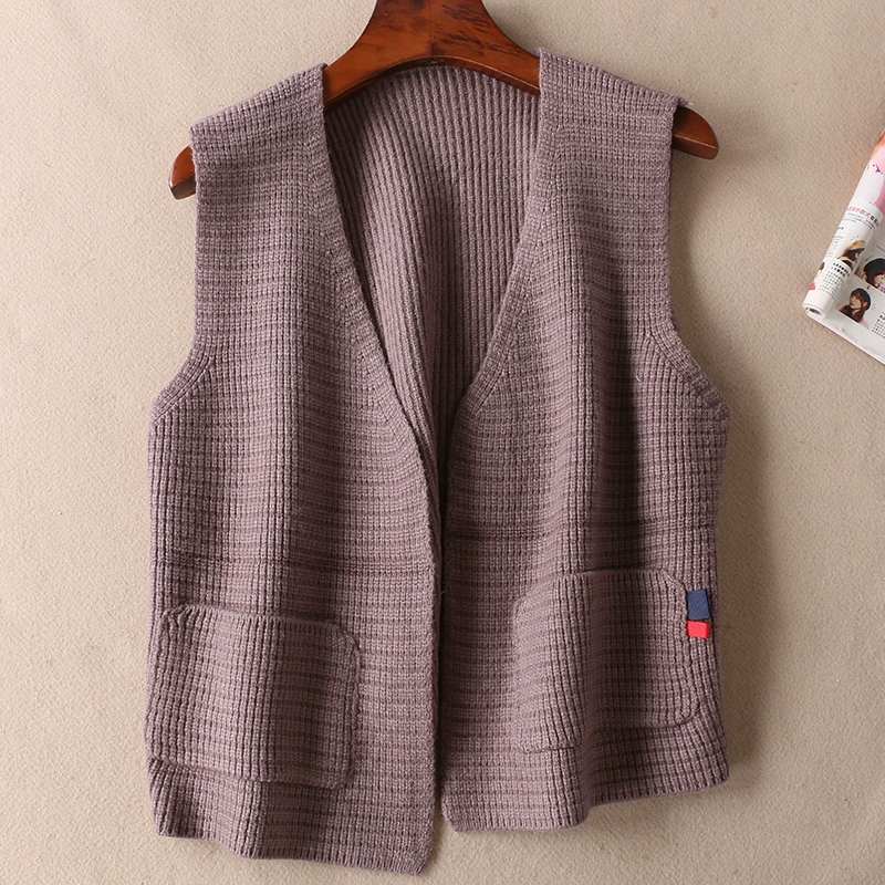 Khuyến nghị đa năng nước trái tim Áo len màu đơn giản đơn giản cho phụ nữ mặc áo len không tay áo vest D341 gile len