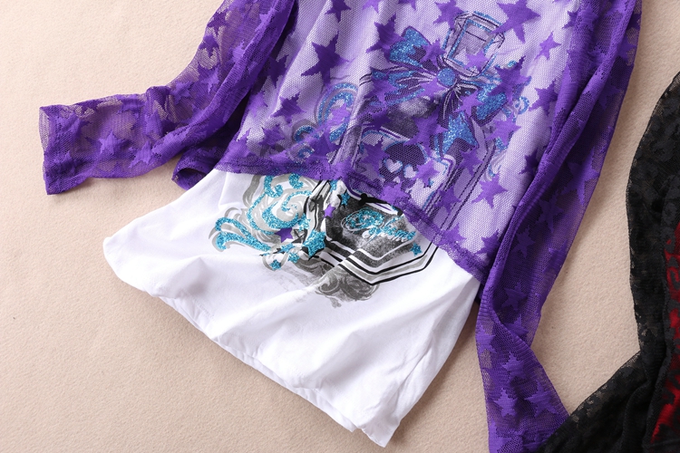Màn hình ren hai mảnh của cô gái Zhongda Y-shirt + Yếm trong C185 áo thun trẻ em nữ