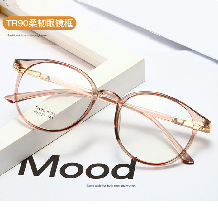 Round retro male and female ultra-light myopia glasses with degree anti-blue light finished product 0100150200300 degrees