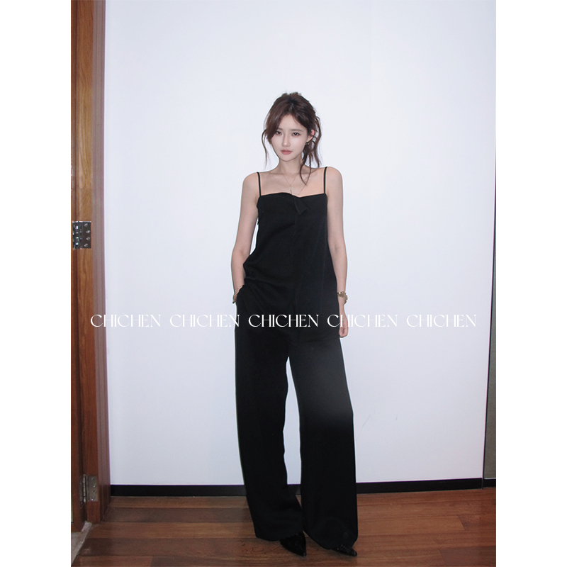 Chichen - High-End Acetate Fiber Wool Set, Elegant Style Camisole + Trousers Chichen - High-End Acetate Fiber Wool Set, Elegant Style Camisole + Trousers