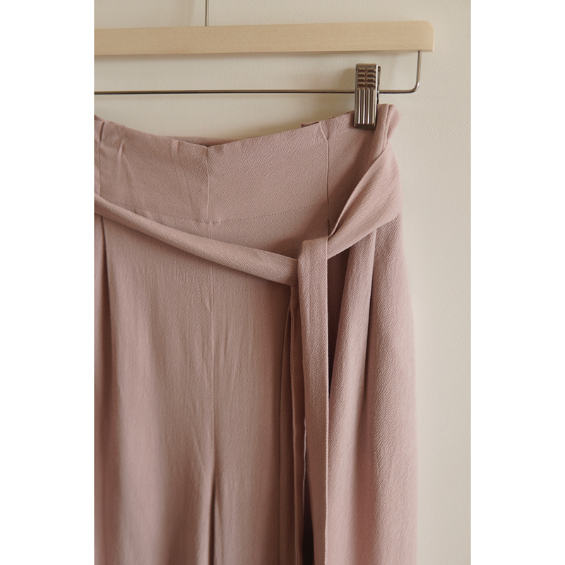 Self a Part Full Comfort French Romantic Style Waist Ribbon Elastic Waist Loose Straight-Leg Cropped Pants
