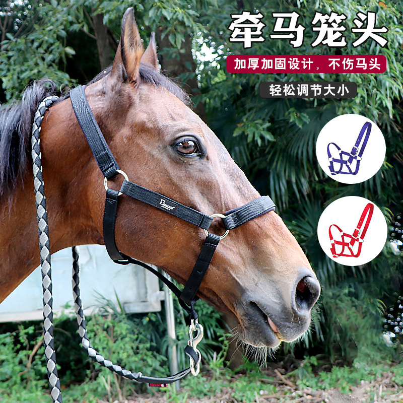 Horse cage head Horse cage head Horse rope Lead horse Durable metal hook (adjustable) red, black and blue