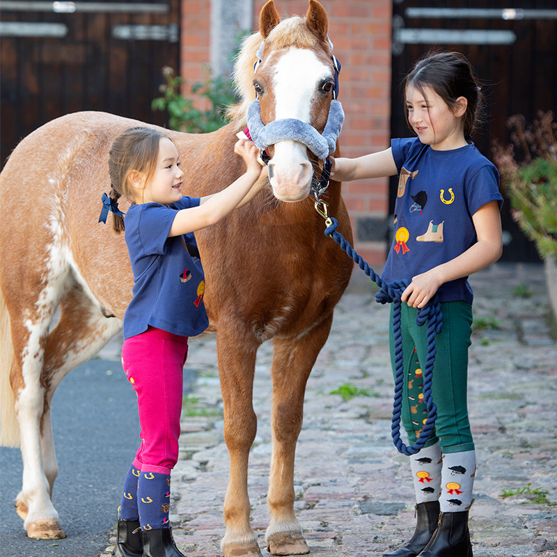 British Shire Equestrian T-shirt Children Rider Clothing Casual Cartoon Motif for male and female children riding short sleeve blouses 