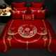 140支婚庆四件套全棉纯棉大红床单被罩结婚床上用品新婚喜被陪嫁