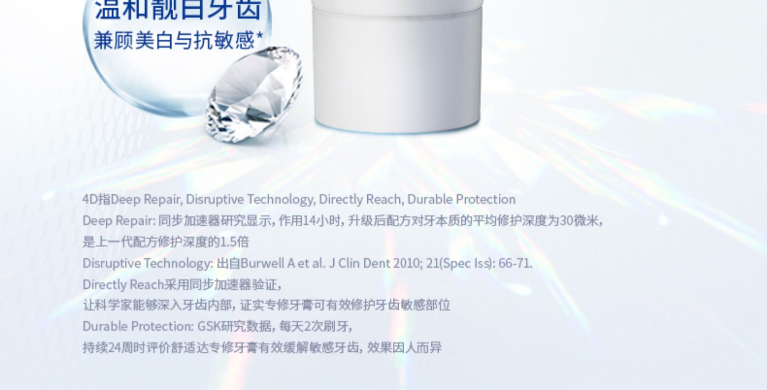 舒适达 专业抗敏修复牙膏 100g*2支 图2