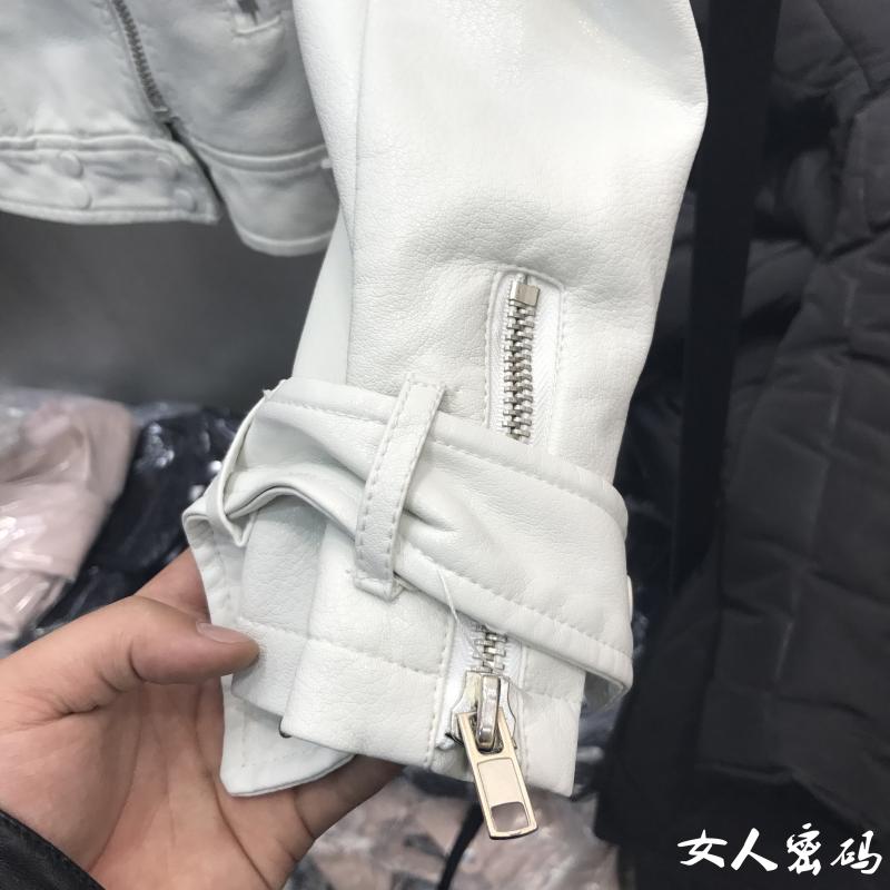 Áo khoác da PU mỏng vừa vặn aftf cơ bản đích thực 2017 mùa xuân phiên bản Hàn Quốc của bộ đồ xe máy đôi dây kéo nữ ao da