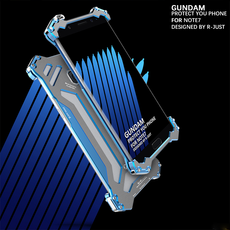 R-JUST GUNDAM Aluminum Alloy Double Color Oxidation Metal Protective Case for Samsung Galaxy Note 7 N9300