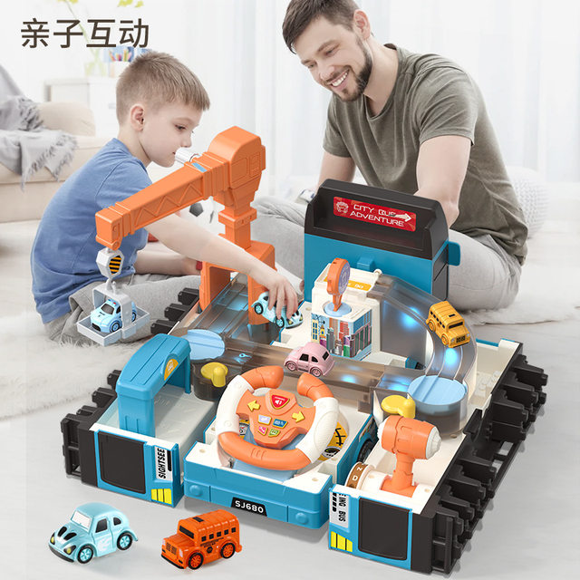 New Boys' Educational Transforming Bus Baby Adventure Toy Car with Steering Wheel Multi-Functional Small Car