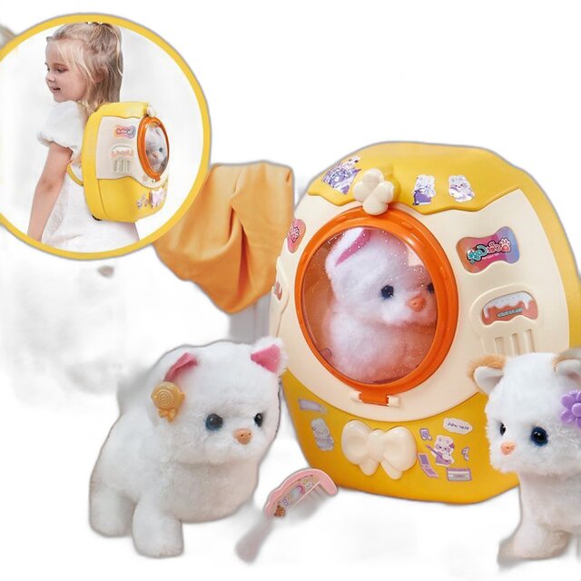 Chaosheng Electric Children's Stuffed Bunny Toy Can Bark and Walk Puppy Kitten Trolley Box Cute Pet Gift