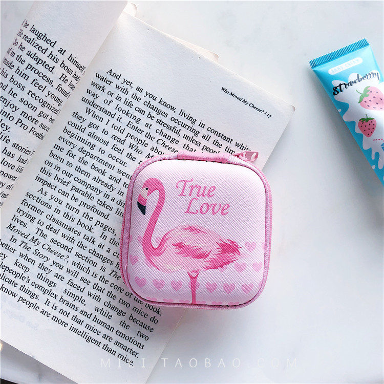 Nhỏ da hạt vuông nhỏ tai nghe nhà ở phim hoạt hình dễ thương dữ liệu gói kỹ thuật số cáp hộp sạc hoàn thiện - Lưu trữ cho sản phẩm kỹ thuật số hộp đựng tai phone