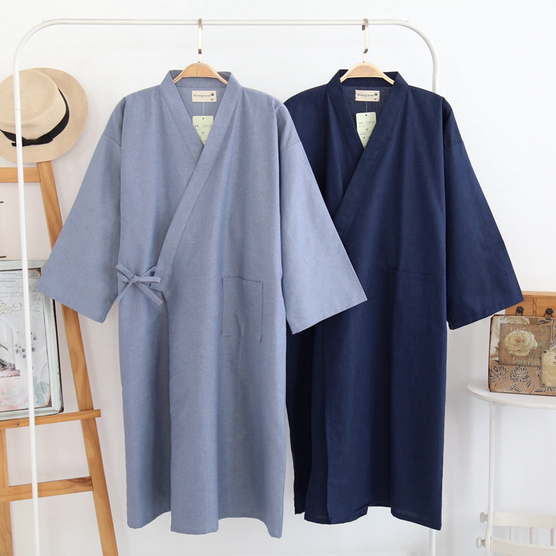 Nhật bản- phong cách áo ngủ nam cổ phong cách mỏng phần kích thước lớn bông đồ ngủ kimono dài và gió mùa xuân mùa hè áo choàng tắm 2018 mới