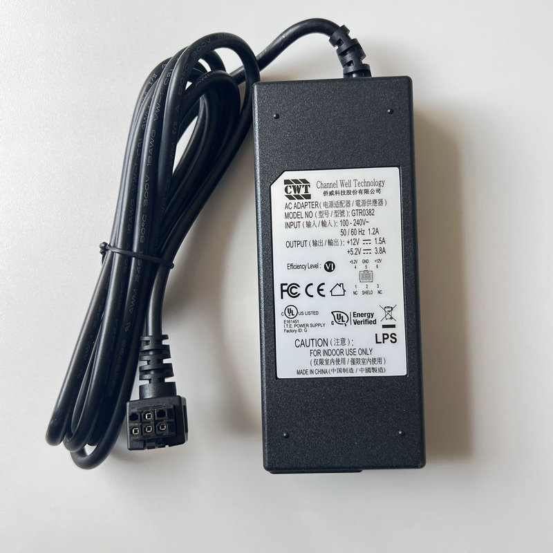 Original Cwt Qiaowei 12V1.5A 5.2V3.8A Dual Power Adapter Gtr0382 6-Pin Interface