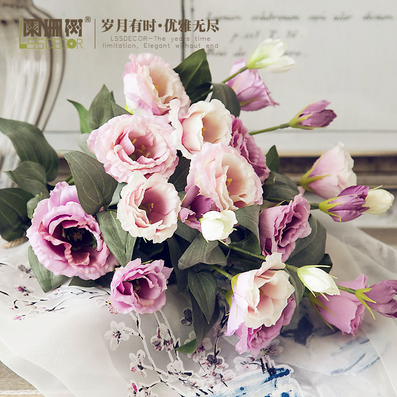 Three-head flower-flower emulated fake flower inserts in flower decoration tea table living-room dining room table surface swing accessories TV cabinet single branch high