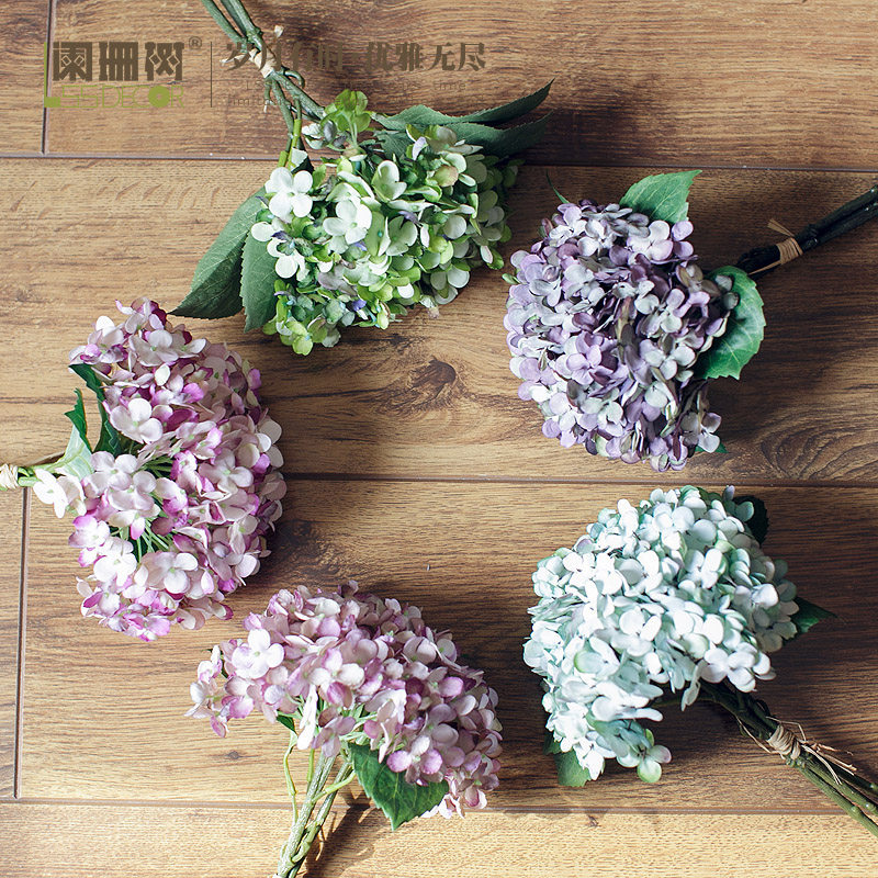 Monet Hydrangea simulation bouquet arrangement Silk flower fake flower floral set Living room bedroom dining table decoration ornaments