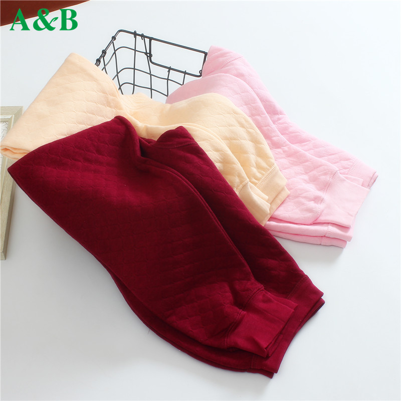 2 AB quần mùa thu phụ nữ 100cotton ba lớp dày quần cotton quy mô lớn lót quần eo cao quần ấm áp.