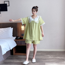 Summer princess style plus size fat mm pajamas for women 200 pounds doll collar short-sleeved shorts sweet home wear two-piece set