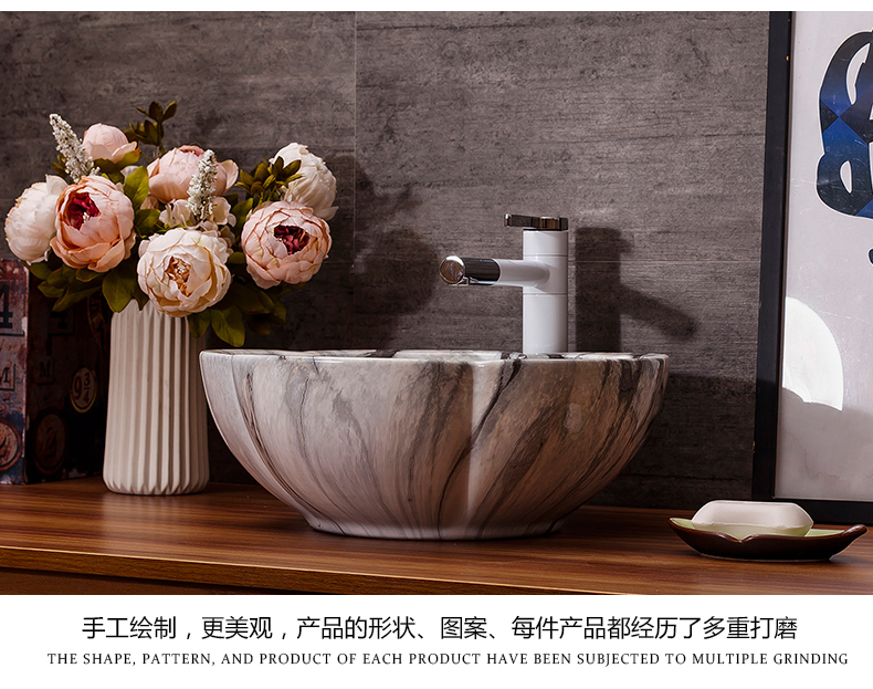 Domestic toilet lavabo Europe type restoring ancient ways oval lavatory basin marble basin of ceramic art on the stage