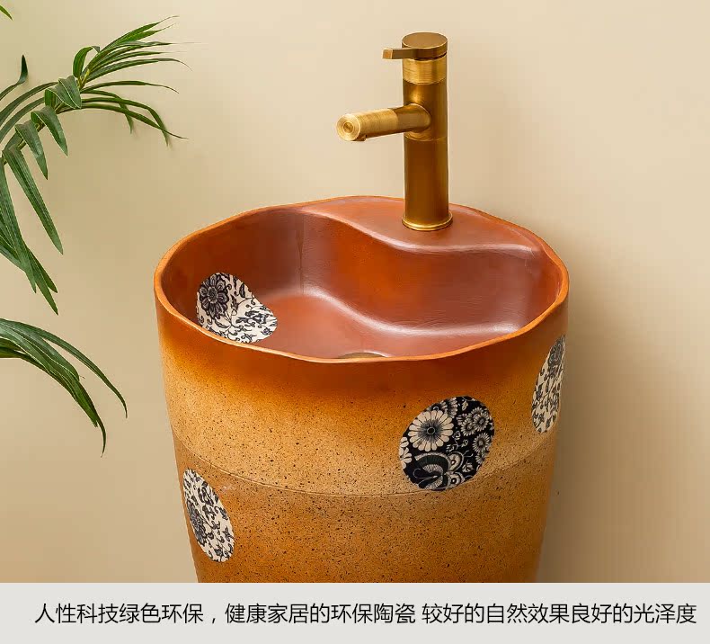 Retro ceramic column basin one balcony is suing patio floor type lavatory household toilet lavabo